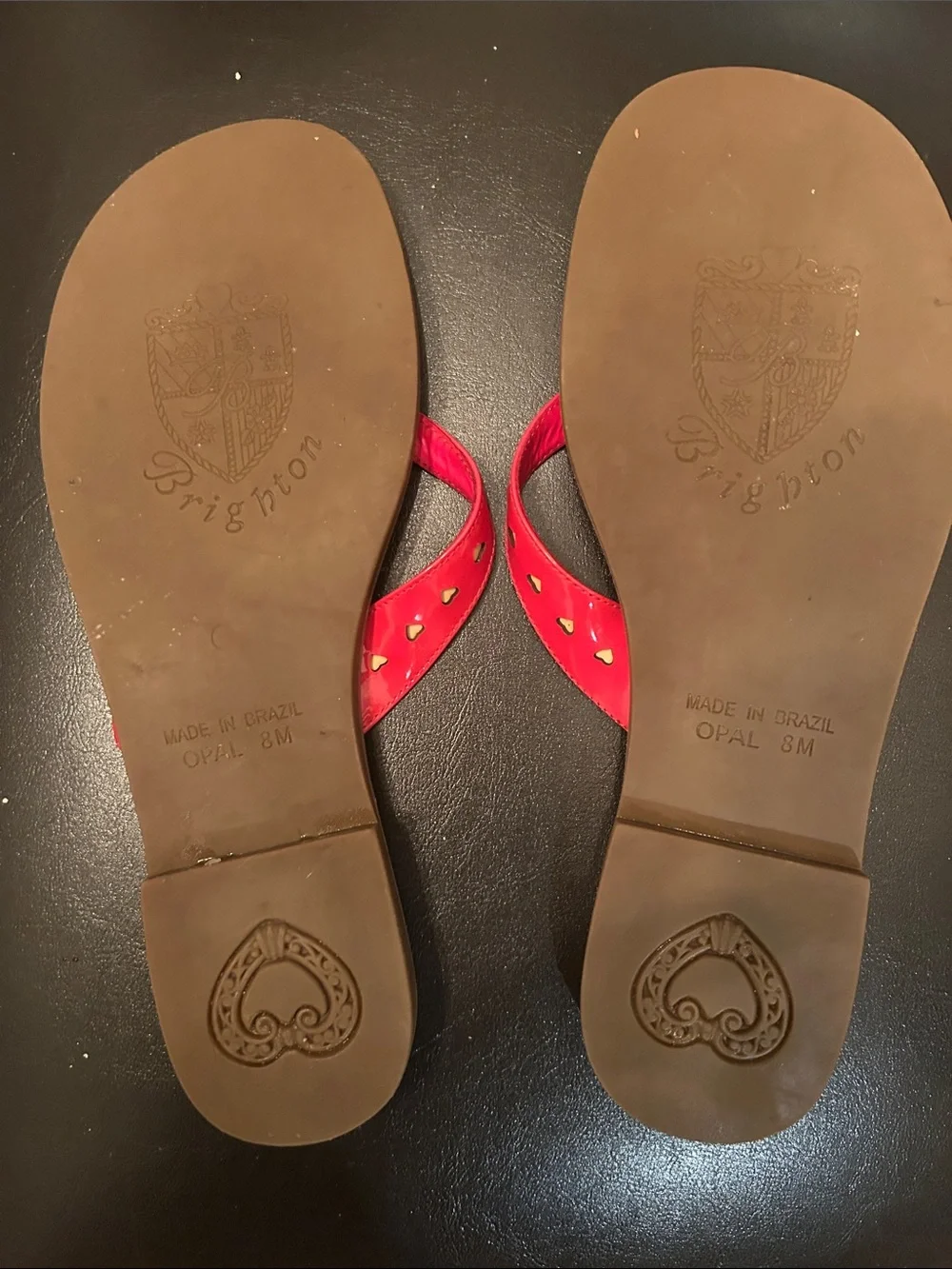 Brighton Red Leather Thong Sandals with Silver Medallion - Picture 2 of 2